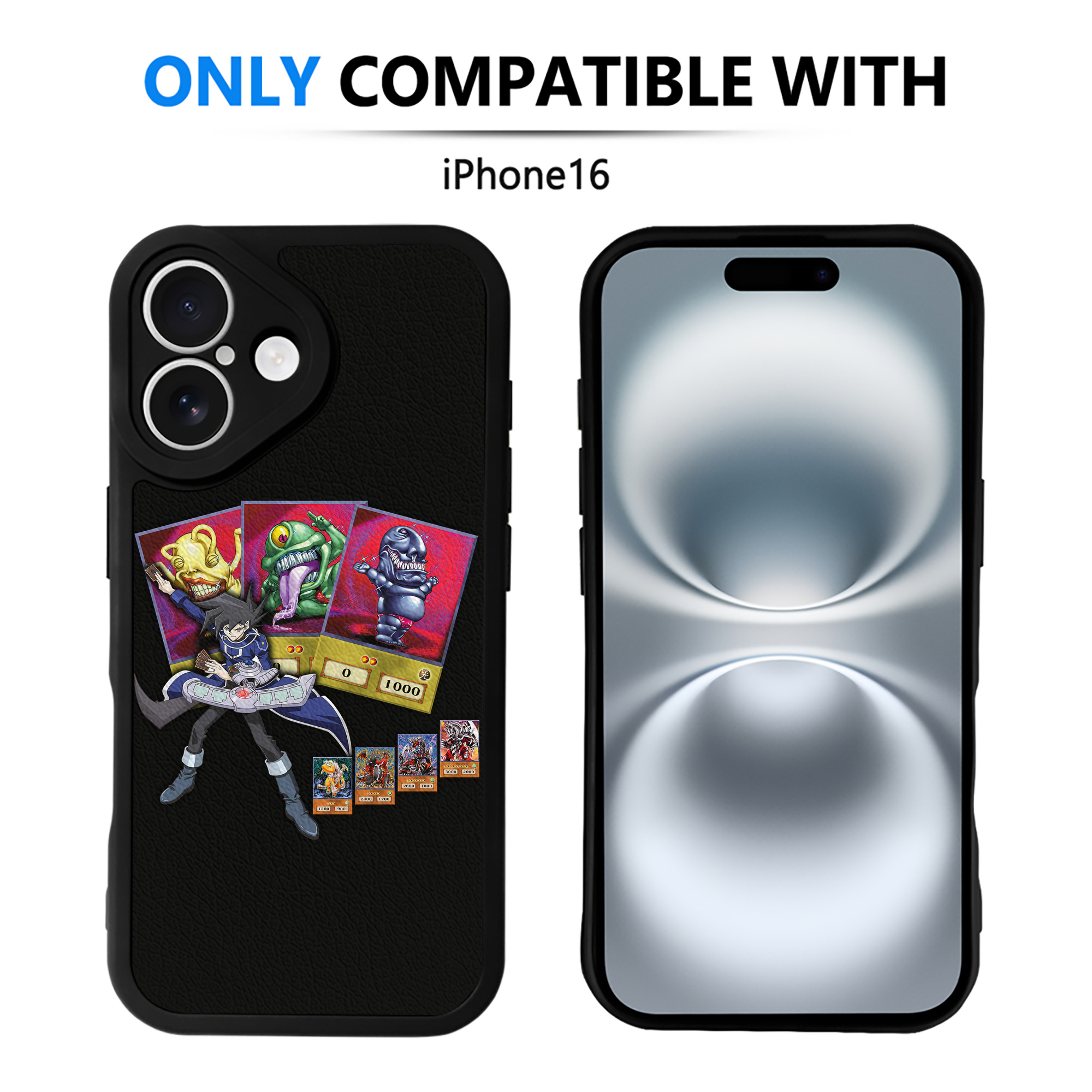 （画像用） 遊☆戯☆王 Yu-Gi-Oh! 【iPhone 16シリーズ対応】シリコンスマホケース（レザー調） 材質：シリコン